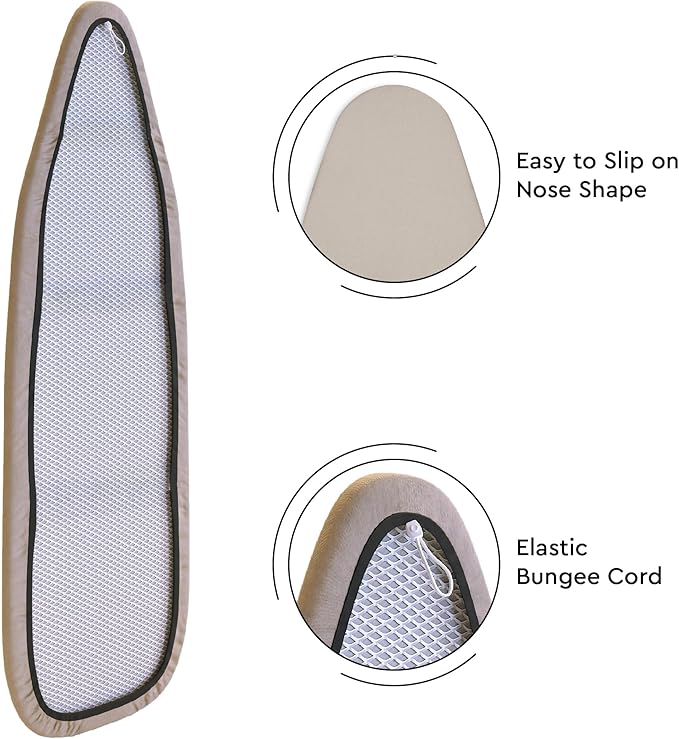 Encasa XO Ironing Board Cover and Pad 42"x14" - 4mm Felt Medium Iron Board Cover with Padding - Heat Resistant, Stain-Safe Dye, Non Slip Elastic Bungee Cord Tightening Iron Table Cover Mango