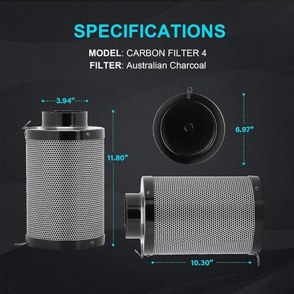 iPower Air Carbon Filter 4" Smelliness Control - Image 3