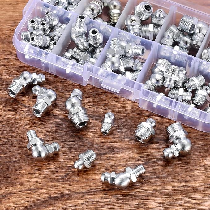 60 Pcs Metric Grease Fittings Kit, Hydraulic Grease Zerk Assortment Kit - Image 3