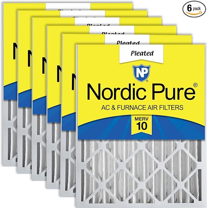 Nordic Pure 16x20x4 Pleated MERV 10 Air Filters 6 Pack by NordicPure