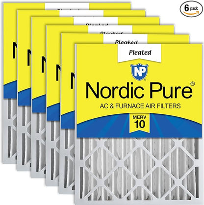 Nordic Pure 16x25x4 Pleated MERV 10 Air Filters 6 Pack by NordicPure