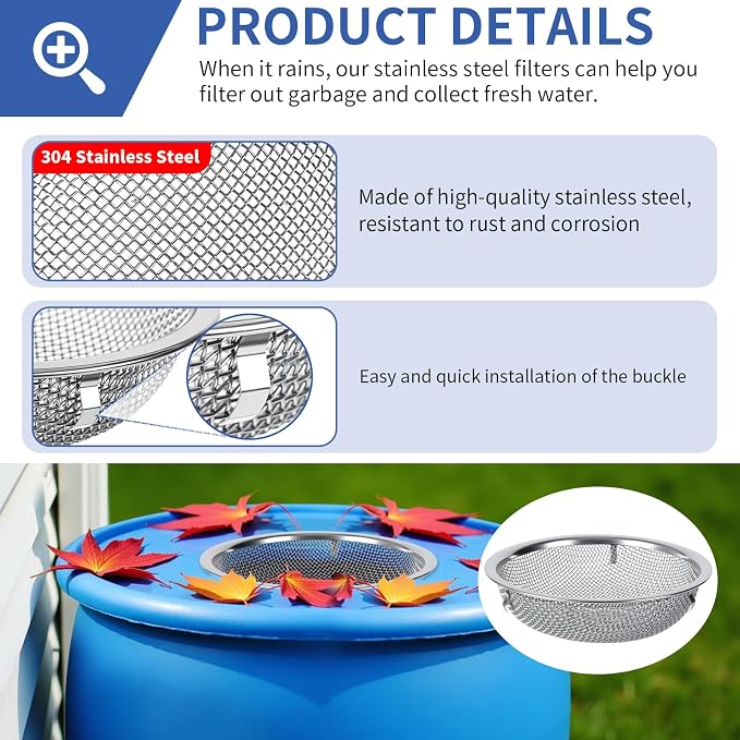 6" Rain Barrel Mesh Cover for Rain Barrels, Never Rust -Kitchen Wash Colander - Image 2
