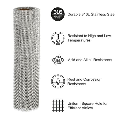 PATIKIL 40" L x 10" W Woven Wire Mesh, 16 Mesh 316L Stainless Steel Air Vent - Image 3