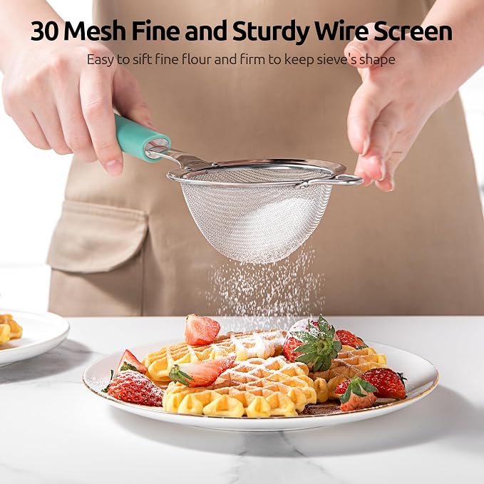 U-Taste Small Fine Mesh Strainer: 18/8 Stainless Steel 3.35in 30 Mesh Kitchen - Image 4