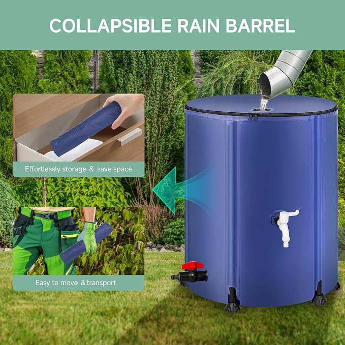 Collapsible Rain Barrel Water Storage Containers-53 Gallon Portable Rainwater - Image 3