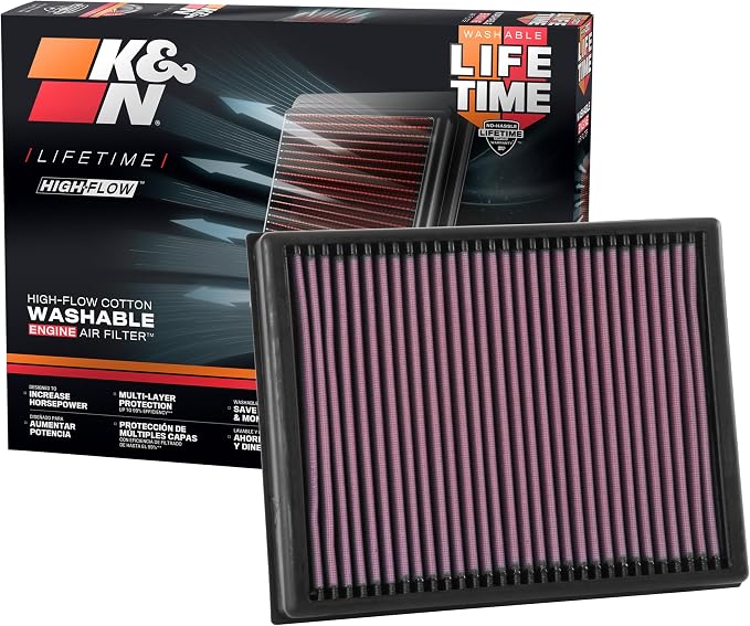 K&N High-Flow Original Lifetime Engine Air Filter: Increase Power: Premium by KNEngineeringInc