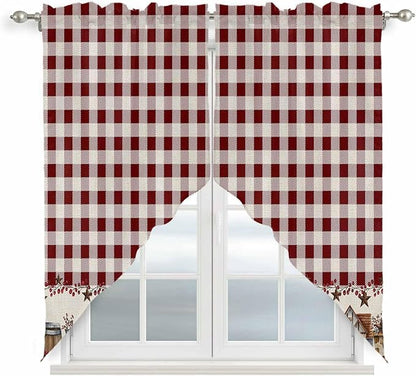 Swag Curtain Valances for Kitchen Windows, Farm Barn Western Star on Vintage - Image 2