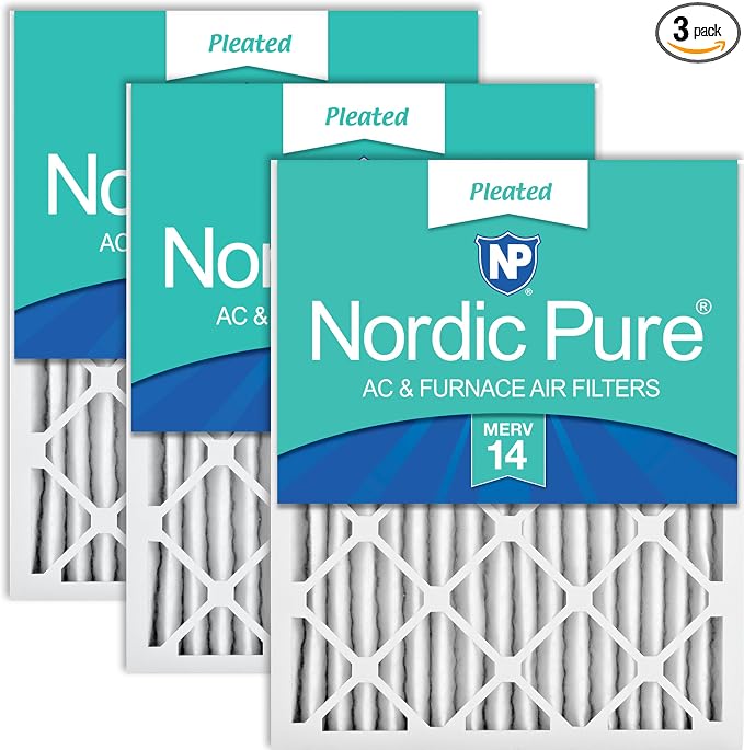 Nordic Pure 20x25x2 Pleated MERV 14 Air Filters 3 Pack by NordicPure