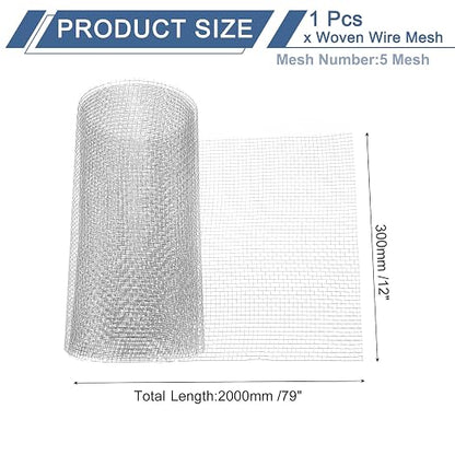 uxcell 5 Mesh 79" x 12" Woven Wire Mesh, 304 Stainless Steel Air Vent Filter - Image 2