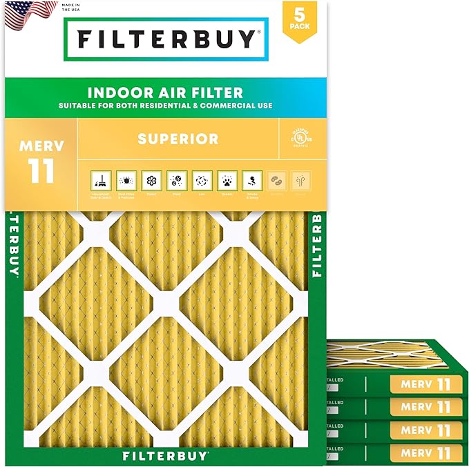 Filterbuy 20x25x1 Air Filter MERV 11 Superior Pet & Allergy Defense, by Filterbuy