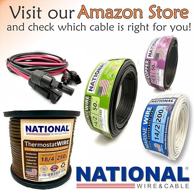 NATIONAL Wire & Cable – 18 AWG 2-Conductor Premium Copper Wire, 100 ft, Stranded | Made in USA, Flexible Jacket | LED Strips, Electronics, Low Voltage, DIY Projects, Indoor and Outdoor Use