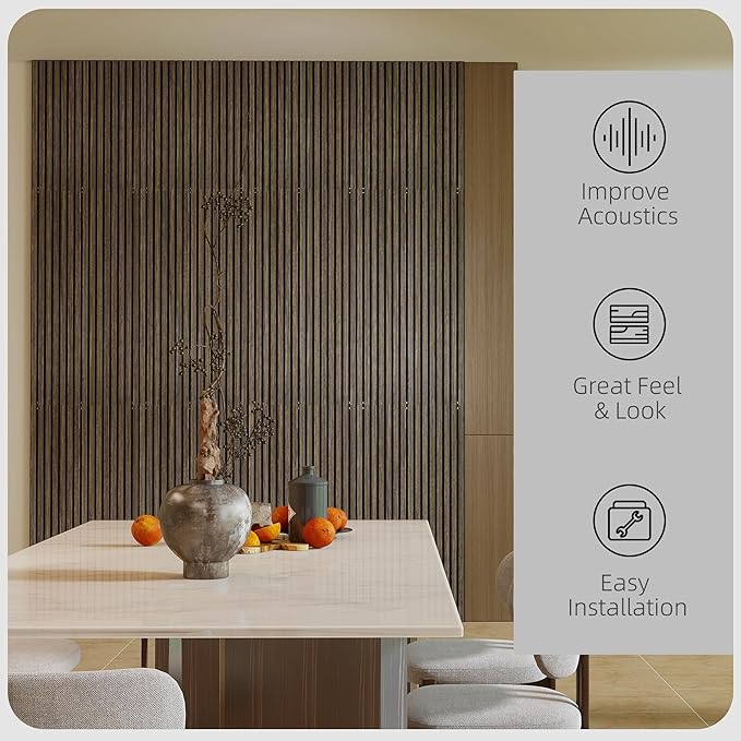HOMCOM 4 Pack 3D Acoustic Panels, 47" x 24" Soundproof Wood Panels for Wall, Wood Slat Wall Paneling for Interior Ceiling, Office, Home Theater, Studio, Walnut
