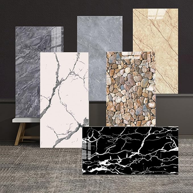 Wall Panels Peel and Stick，PVC imitation artificial marble tiles sticker，30 pcs 23.6" L x 11.8" W，Heat-Resistant Backsplash Tile，Ideal for Kitchen Bathrooms Living Rooms Bedrooms. (Lapis Niger, 30pcs)