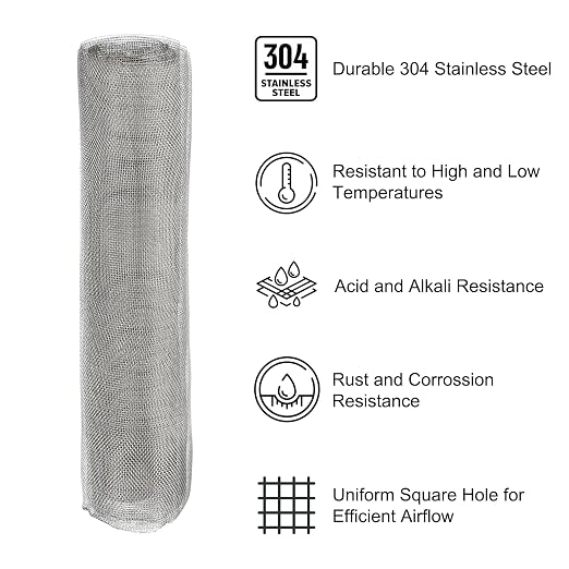 PATIKIL 40" L x 10" W Woven Wire Mesh, 24 Mesh 304 Stainless Steel Air Vent - Image 3