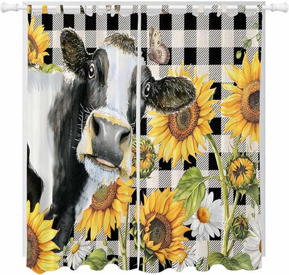 Retro Sunflowers Living Room Curtains 96 Inch Length, Window Curtains Tab Top by Unknown