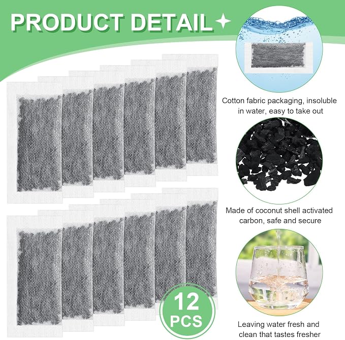 Lounsweer 12 Packs Replacement Activated Charcoal Distiller Filters Coconut - Image 3