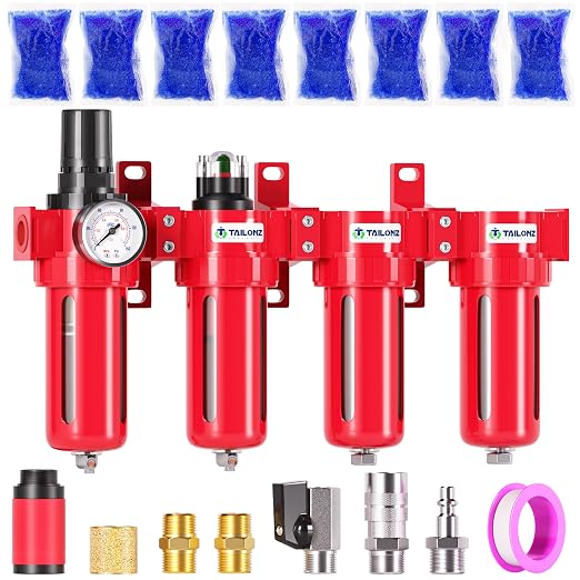 TAILONZ PNEUMATIC 0-150PSI 1/2 Inch NPT Red Industrial Grade 4 Stage Air Drying by TAILONZPNEUMATIC