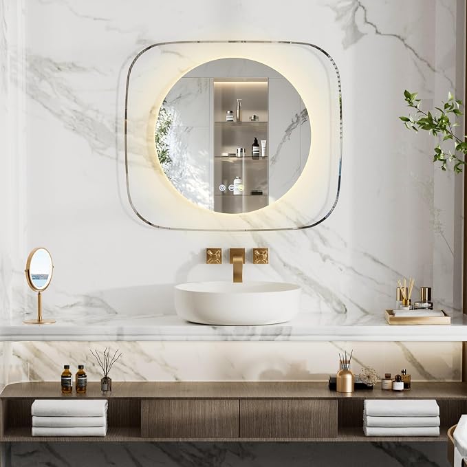 LUVODI Lighted LED Bathroom Mirror: 28”x32” Transparent Wall Mounted Vanity by LUVODI