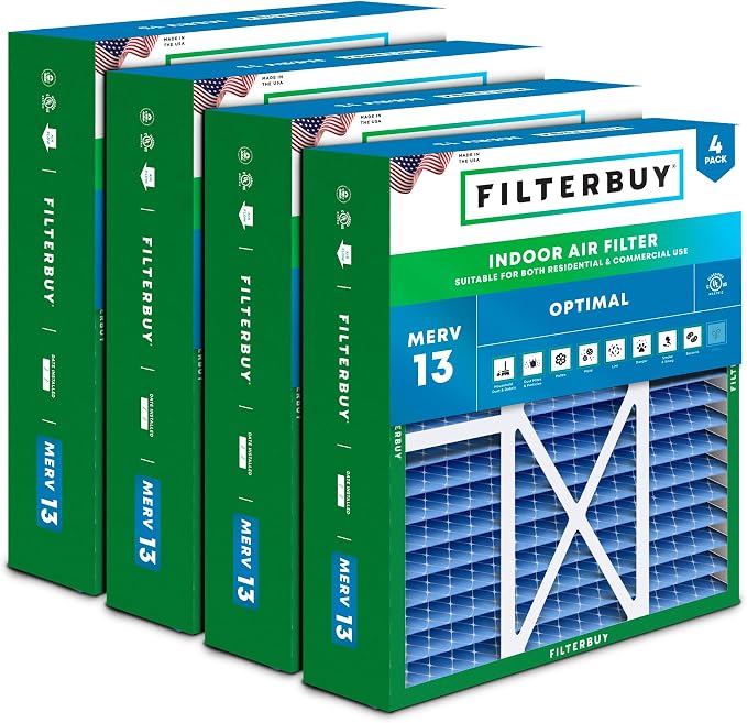 Filterbuy 20x22x5 Air Filter MERV 13 Optimal Smoke & Allergy Defense, Pleated by Filterbuy