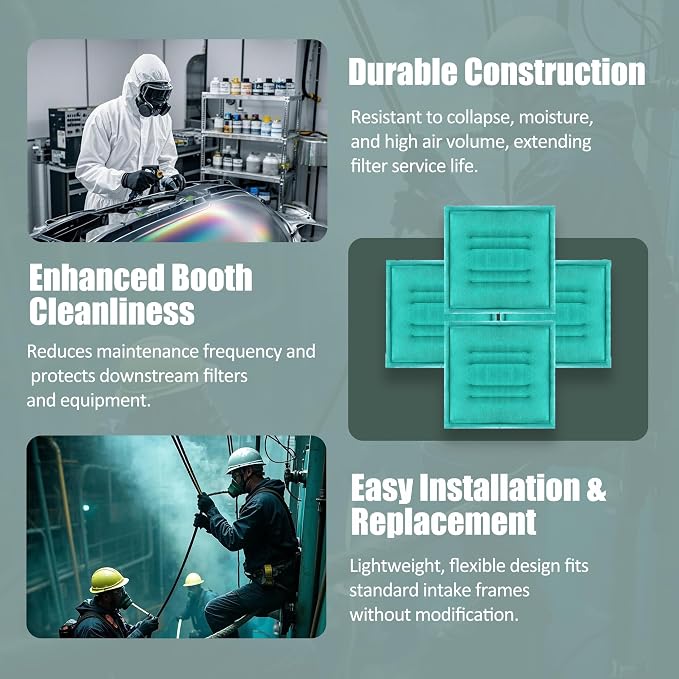 Paint Spray Booth Tacky Intake Filter Pad 16" x 25" in Spray Booth Filter - Image 4