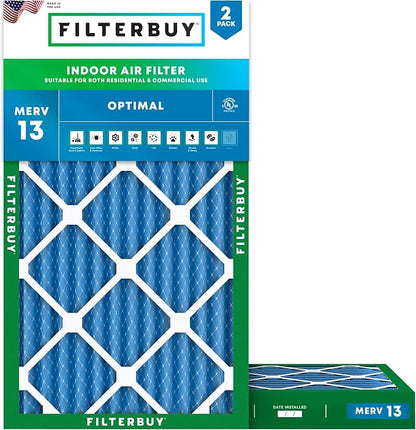 Filterbuy 10x20x2 Air Filter MERV 13 Optimal Smoke & Allergy Defense, by Filterbuy