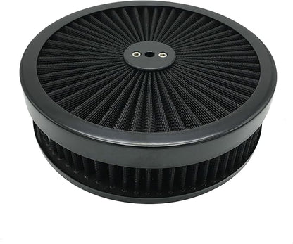 X-AVION Full Flow Round 9''X2'' Air Filter Assembly Kit Black Washable and by X-AVION