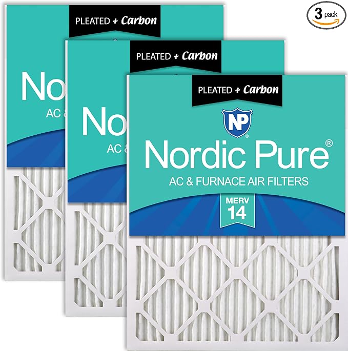 Nordic Pure 18x24x1 Pleated Air Filters MERV 14 Plus Carbon 3 Pack by NordicPure