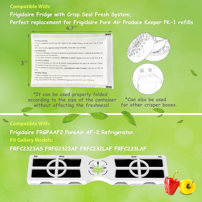 3 Replacement RAF-2 Air Filter And 3 Pack PK-1 Produce Saver Refills - Image 6