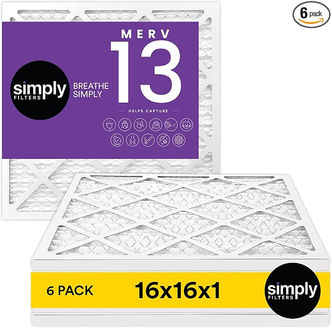 Simply 16x16x1 Air Filter, MERV 13, 6 Pack, by SimplyFilters