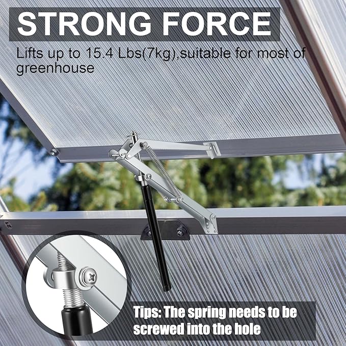 Amylove Dual Spring Automatic Roof Vent Opener Greenhouse Accessories Solar Greenhouse Heater Sensitive Ventilation Kit Automatic Window Vent Opener Replacement for Gardening(1 Pcs)