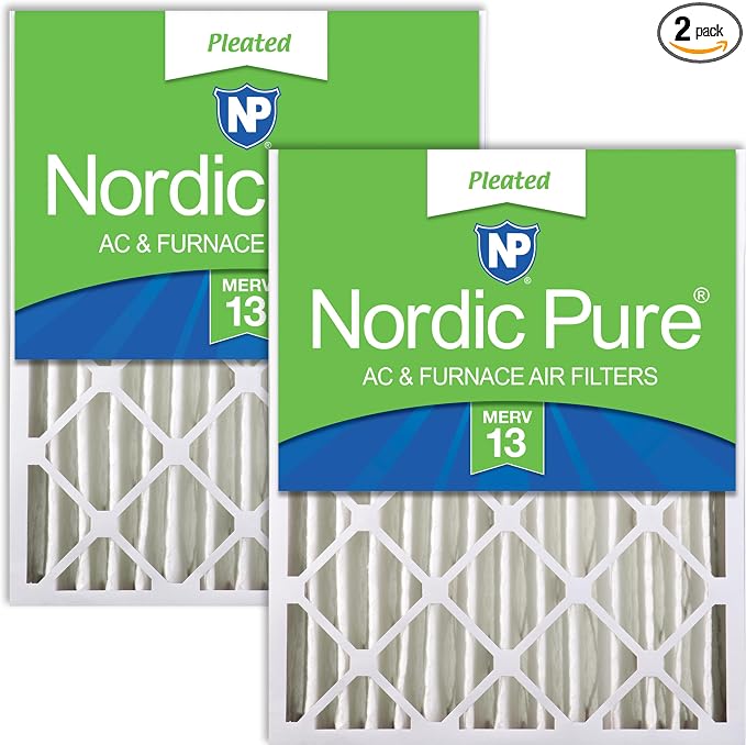 Nordic Pure 16x25x4 Pleated MERV 13 Air Filters 2 Pack by NordicPure