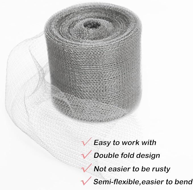 Wire Mesh for Mice Control 5IN X 53Ft, Hole Fill Fabric, Upgraded Stainless - Image 7