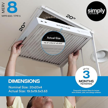Simply 20x20x4 Air Filter, MERV 8, 4 Pack, Furnace Air Filter - Image 3
