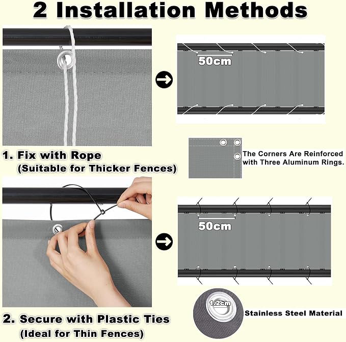 Privacy Screen Protector 2.6' x 29.5' Privacy Protection Weatherproof Patio - Image 6