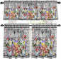 Kitchen Curtains Tiers and Valance Set of 3, Spring Flowers Light Filtering by Anzona