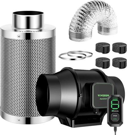 VIVOSUN Smart Air Filtration S6 Kit 6", AeroZesh S6 Inline Duct Fan by VIVOSUN
