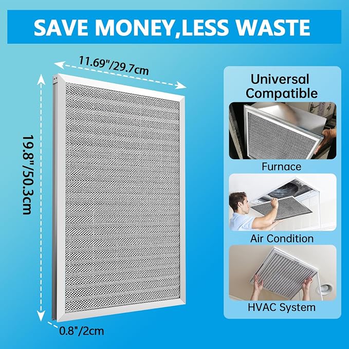 UBeesize 12x20x1 Air Filter HVAC AC Furnace Filter, MERV 8, Reusable Washable - Image 4