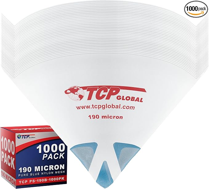 TCP Global - 190 Micron Filter Tips Ultra-Fine Paint Strainer - Pure Blue Nylon by TCPGlobal