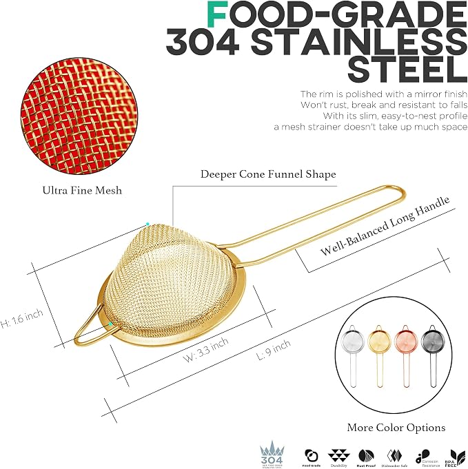 Homestia Fine Mesh Strainer for Kitchen, 304 Stainless Steel Sieve Sifters - Image 6