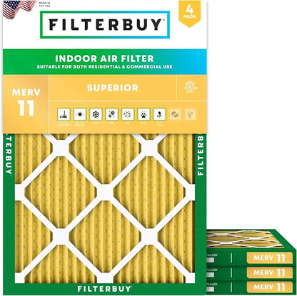 Filterbuy 17.5x23.5x1 Air Filter MERV 11 Superior Pet & Allergy Defense by Filterbuy