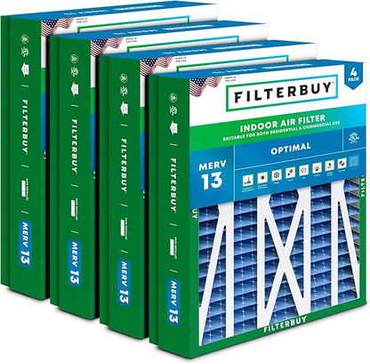 Filterbuy 21x27x5 Air Filter MERV 13 Optimal Smoke & Allergy Defense, Pleated by Filterbuy