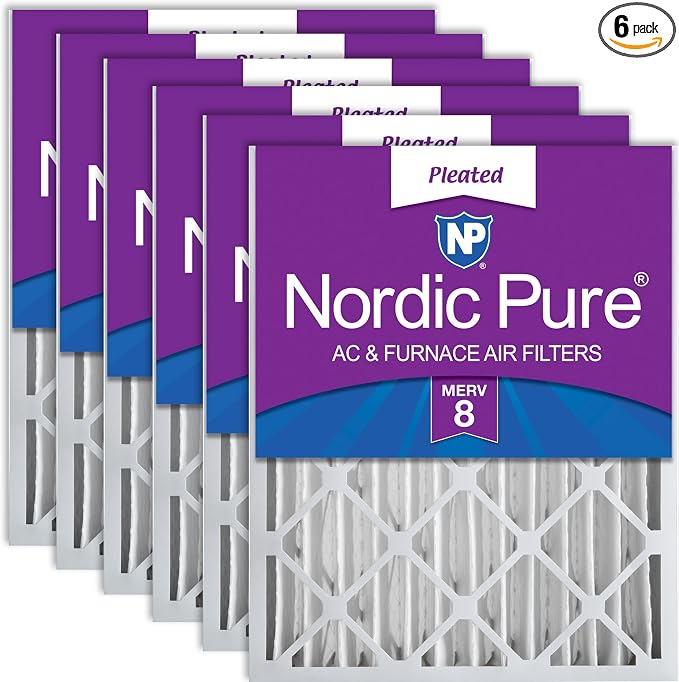 Nordic Pure 16x24x4 Pleated MERV 8 Air Filters 6 Pack by NordicPure