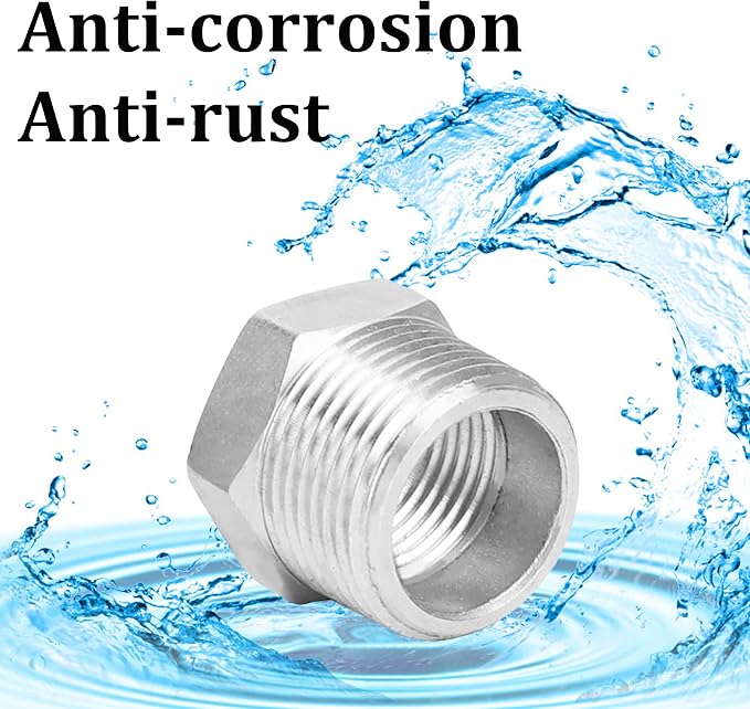 2 Pcs 304 Stainless Steel Reducer Hex Bushing, 3/4" Male NPT to 1/4" Female - Image 6
