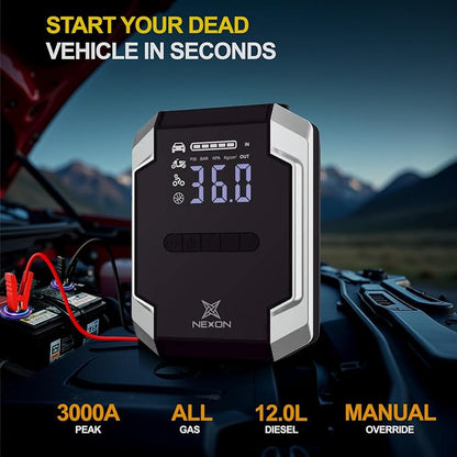 9-in-1 Jump Starter with 150PSI Air Compressor & Vacuum Cleaner, 20000mAh - Image 2