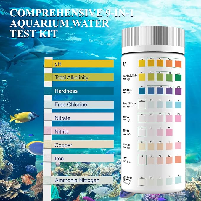 Aquarium Water Test Kit 9-in-1, Aquarium Ammonia Test Strips - Image 4