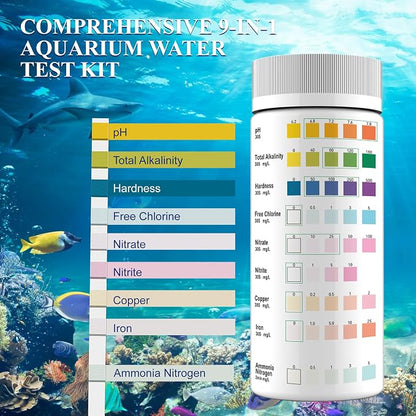 Aquarium Water Test Kit 9-in-1, Aquarium Ammonia Test Strips - Image 4