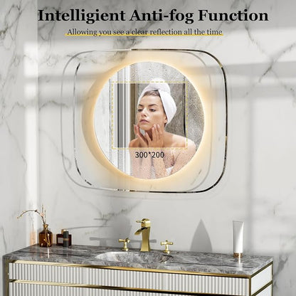 LUVODI Lighted LED Bathroom Mirror: 28”x32” Transparent Wall Mounted Vanity - Image 4