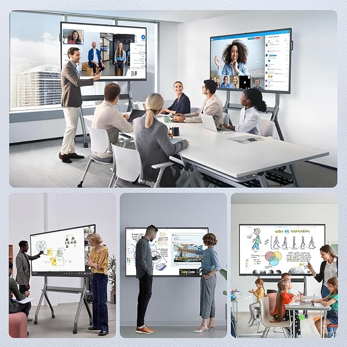 QIXZOCV 75" Smart Board, Interactive Whiteboard, 4K Electronic Board, UHD Touchscreen, Android 13, 8+128G, All in One Smartboard for Classroom Office Home (Wall Mount Included)