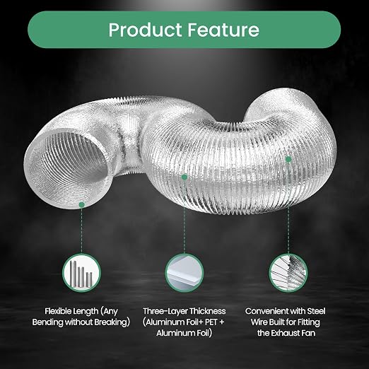 InfiniPower 4 Inch Inline Fan, 8 Feet Silver Ducting Rope Hanger - Image 4