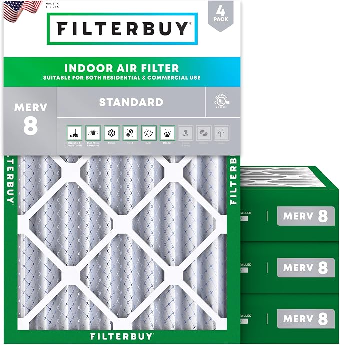 Filterbuy 18x20x4 Air Filter MERV 8 Essential Dust & Allergy Defense, by Filterbuy